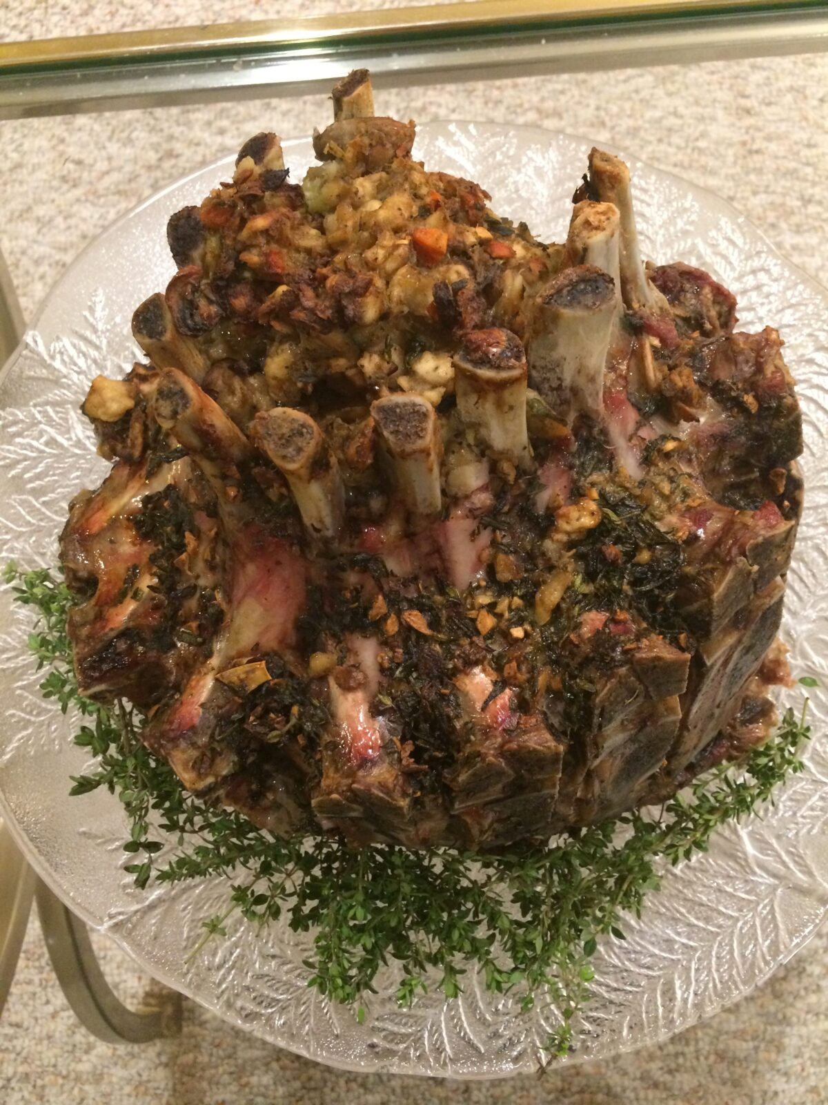 Crown Roast Pork with Matzoh Mushroom Stuffing Bon Appetit Mom