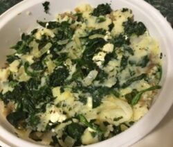 Mashed potatoes with spinach and cheese.